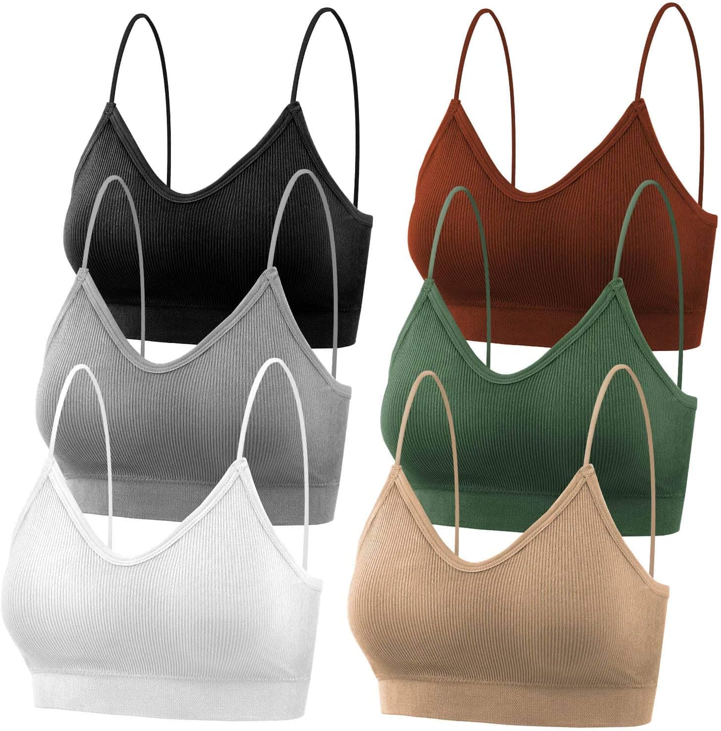 6 Pcs Sports Bras Pack - V Neck Cami Bralettes for Women